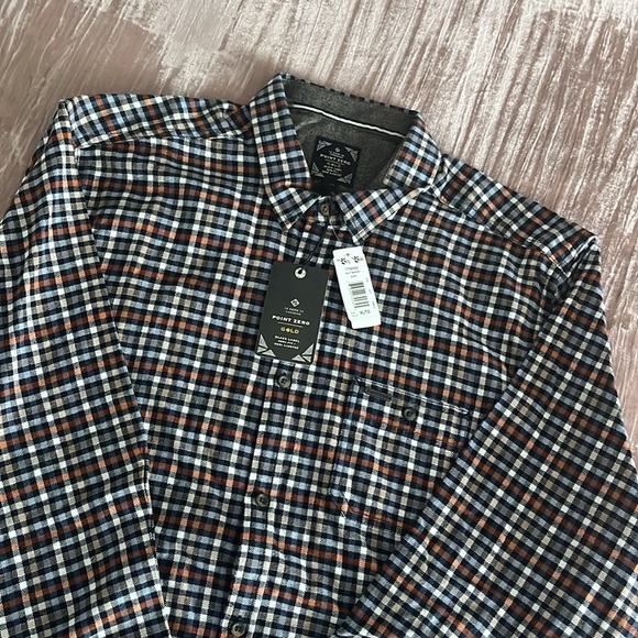 Point Zero Blue & Orange Plaid Dress Shirt - Picture 2 of 5